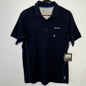Eddie Bauer FreeDry Polo Shirt Mens Size Medium Navy Blue Short Sleeve NWT